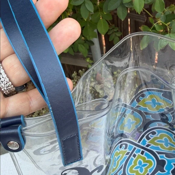 BRIGHTON SUMMER HEART Clear Plastic Navy Leather Straps Tote Purse.💙 - Picture 4 of 17